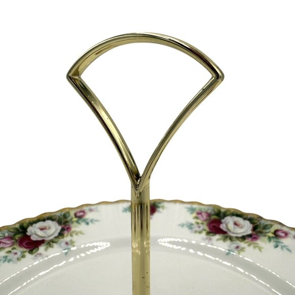 Royal Albert Celebration Bone China 1 Tier Cake Plate Tidbit Tray W/ Handle 10” - Picture 5 of 7